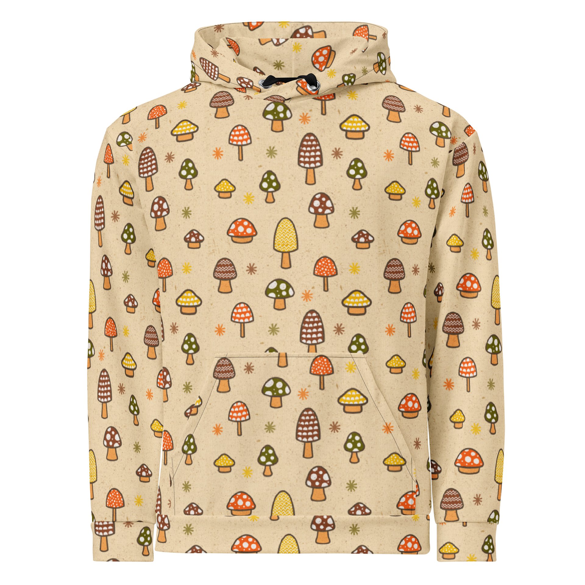 1970s Retro Mushrooms Unisex Cotton Hoodie product image (1)