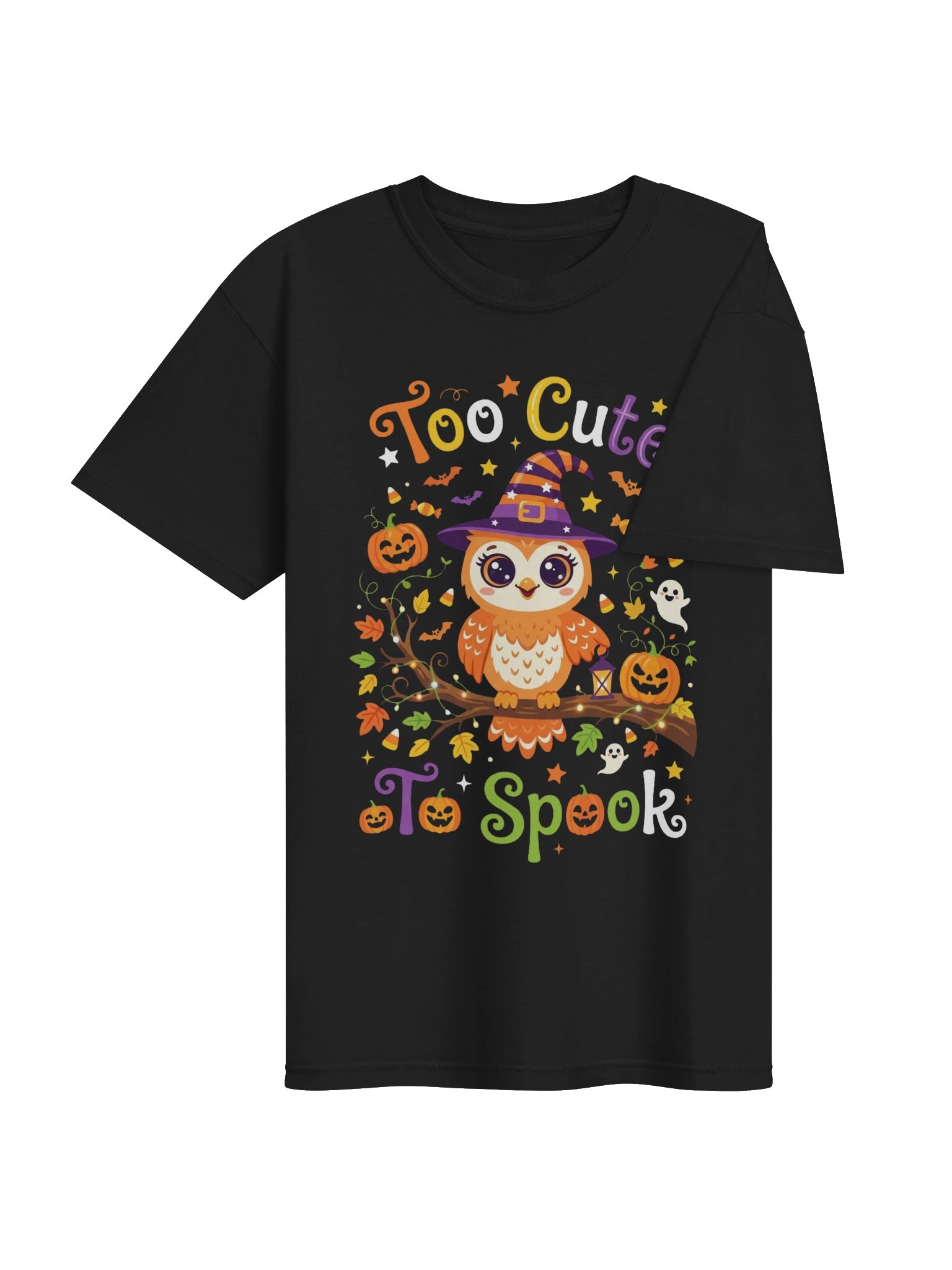 Too Cute To Spook Owl Halloween Shirt - Cute Witch Owl T-Shirt for Kids & Adults product image (16)
