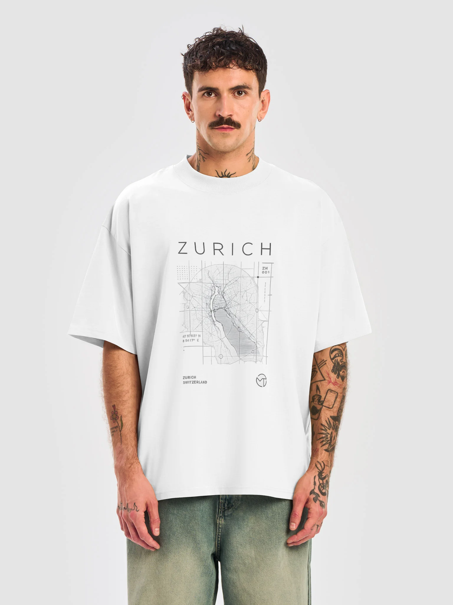 ZURICH Night Grid Tee – Premium Swiss Urban Graphic T-Shirt product image (2)