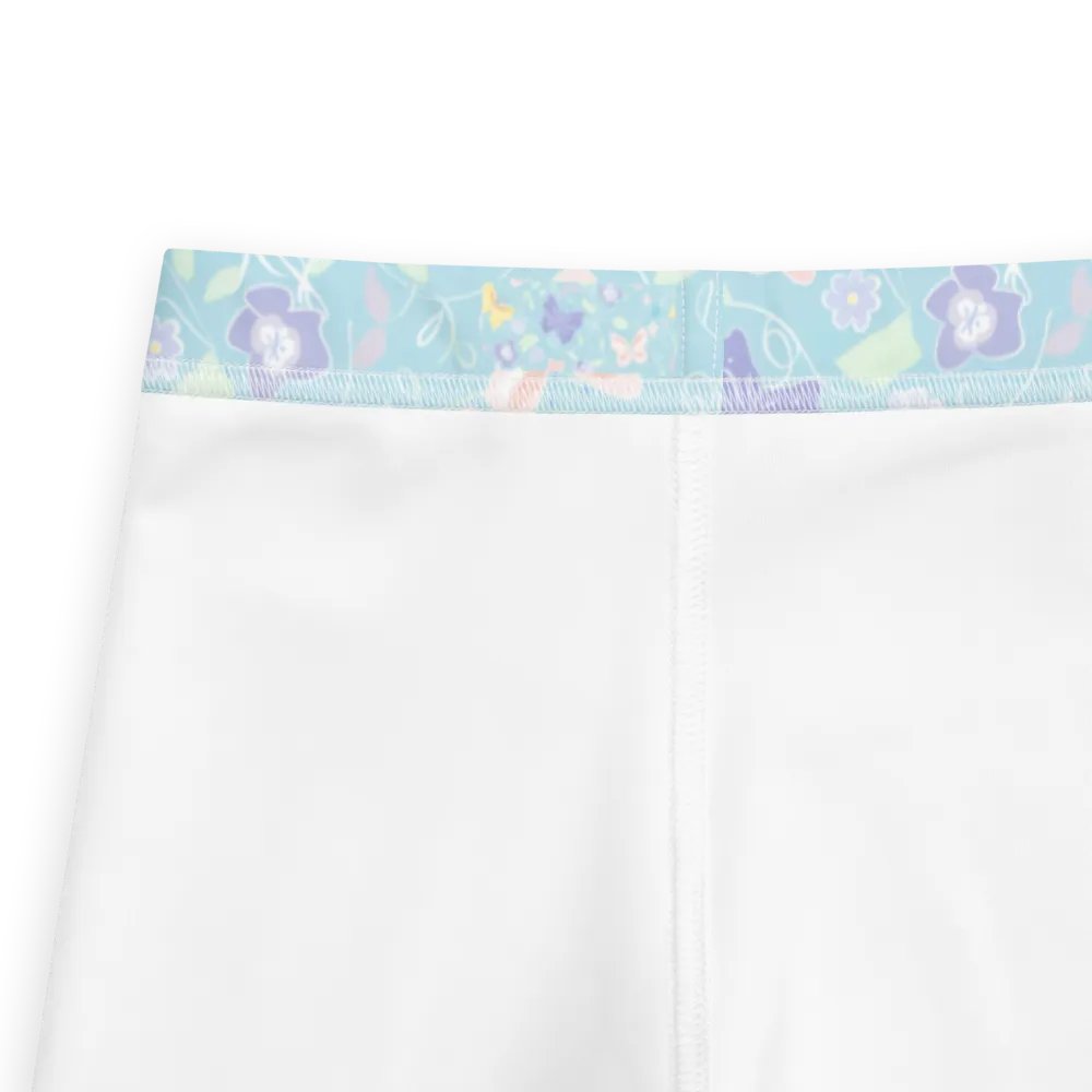 Tiny Spring Print Butterfly Pattern Turquoise Blue Kids Leggings product image (3)