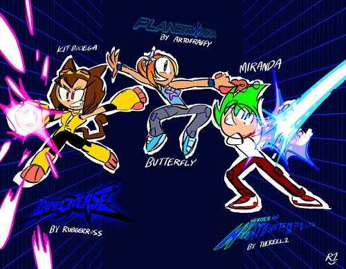 Three heroines with lasers! @rubberninja @artofraffy
