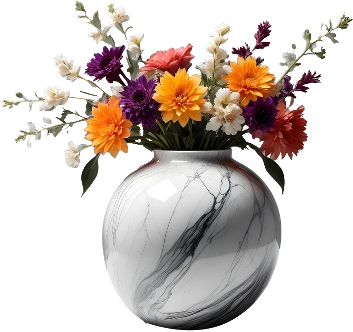 Shabby Chic – Marble Eternal Vase with Vibrant Floral Arrangement png product image (1)