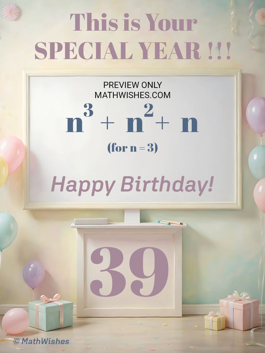 39th Birthday Card - Algebra Equation product image (1)