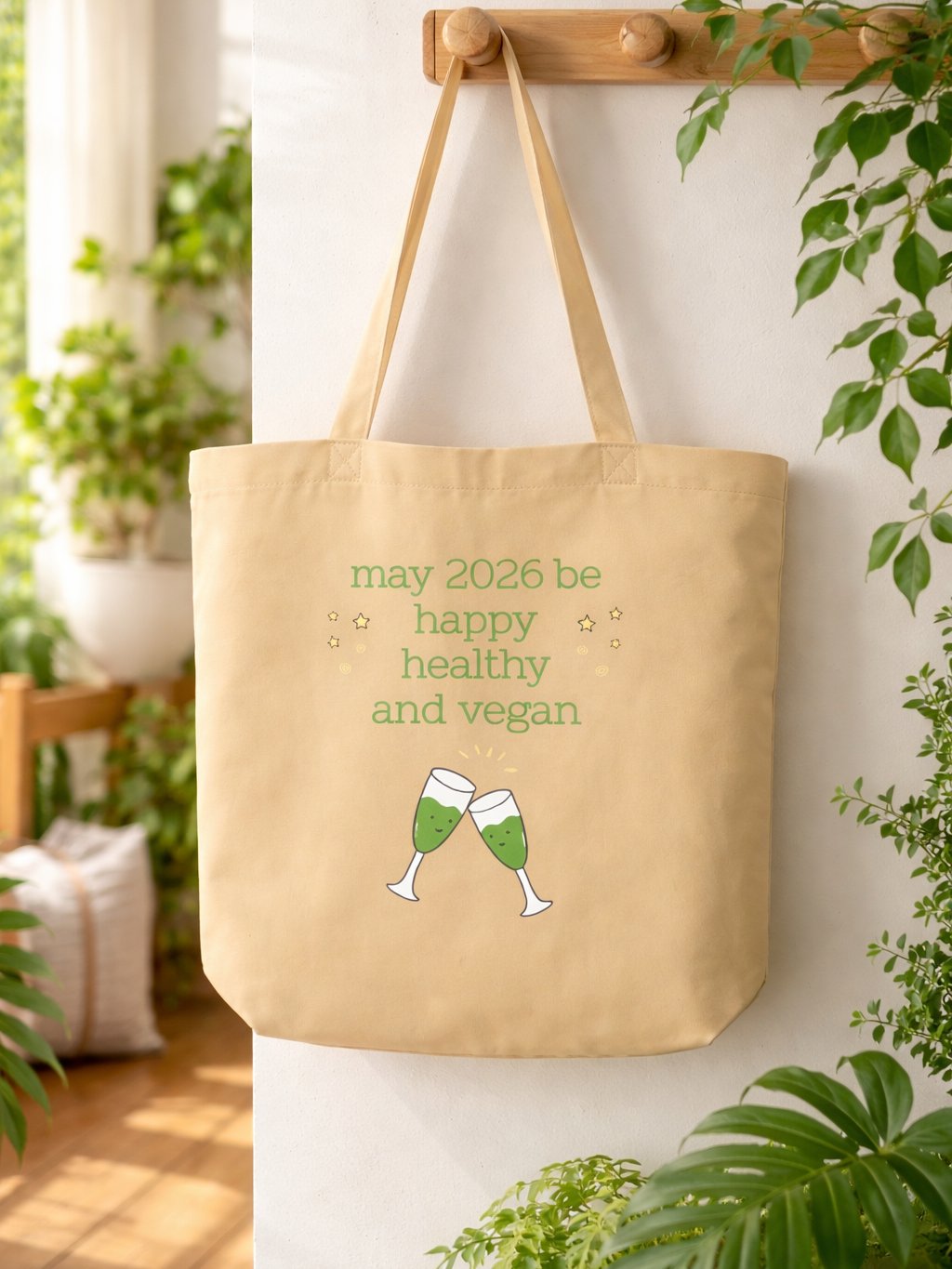 “Happy, Healthy, and Vegan 2026” Organic Tote Bag product image (1)