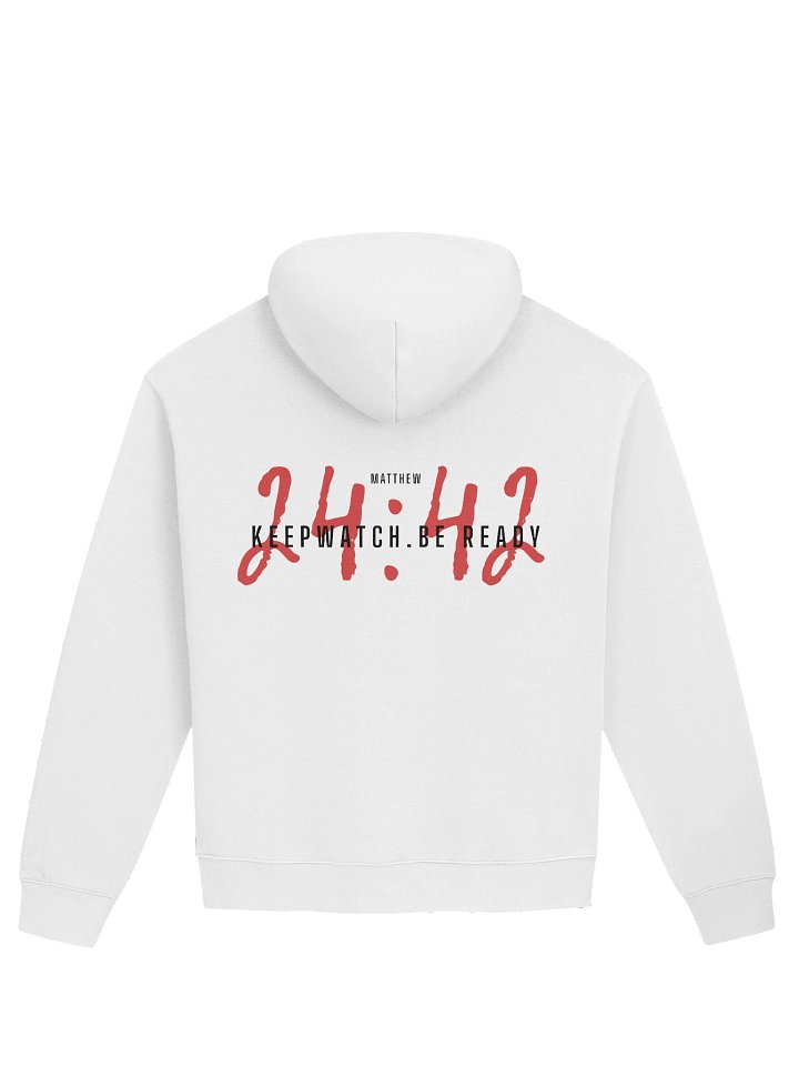 KEEP WATCH.BE READY HOODIE [WHITE] product image (1)