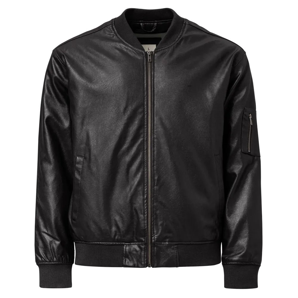 Midnight Mystery Faux Leather Bomber Jacket product image (1)
