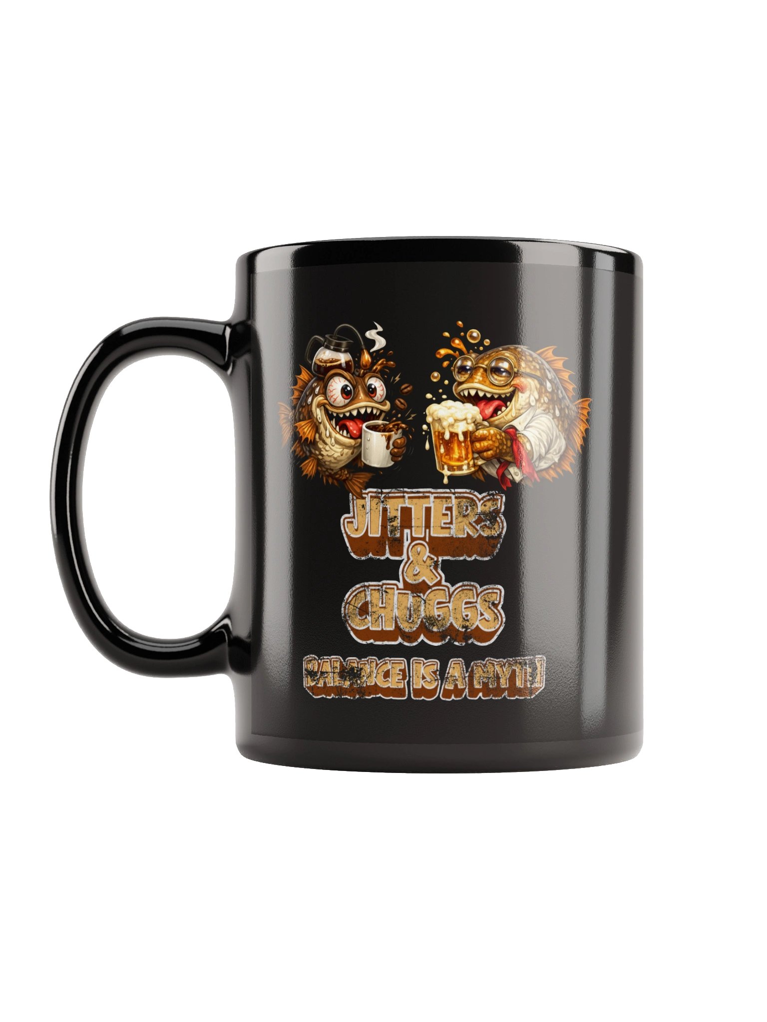 JITTERS & CHUGGS Black Glossy Mug product image (6)