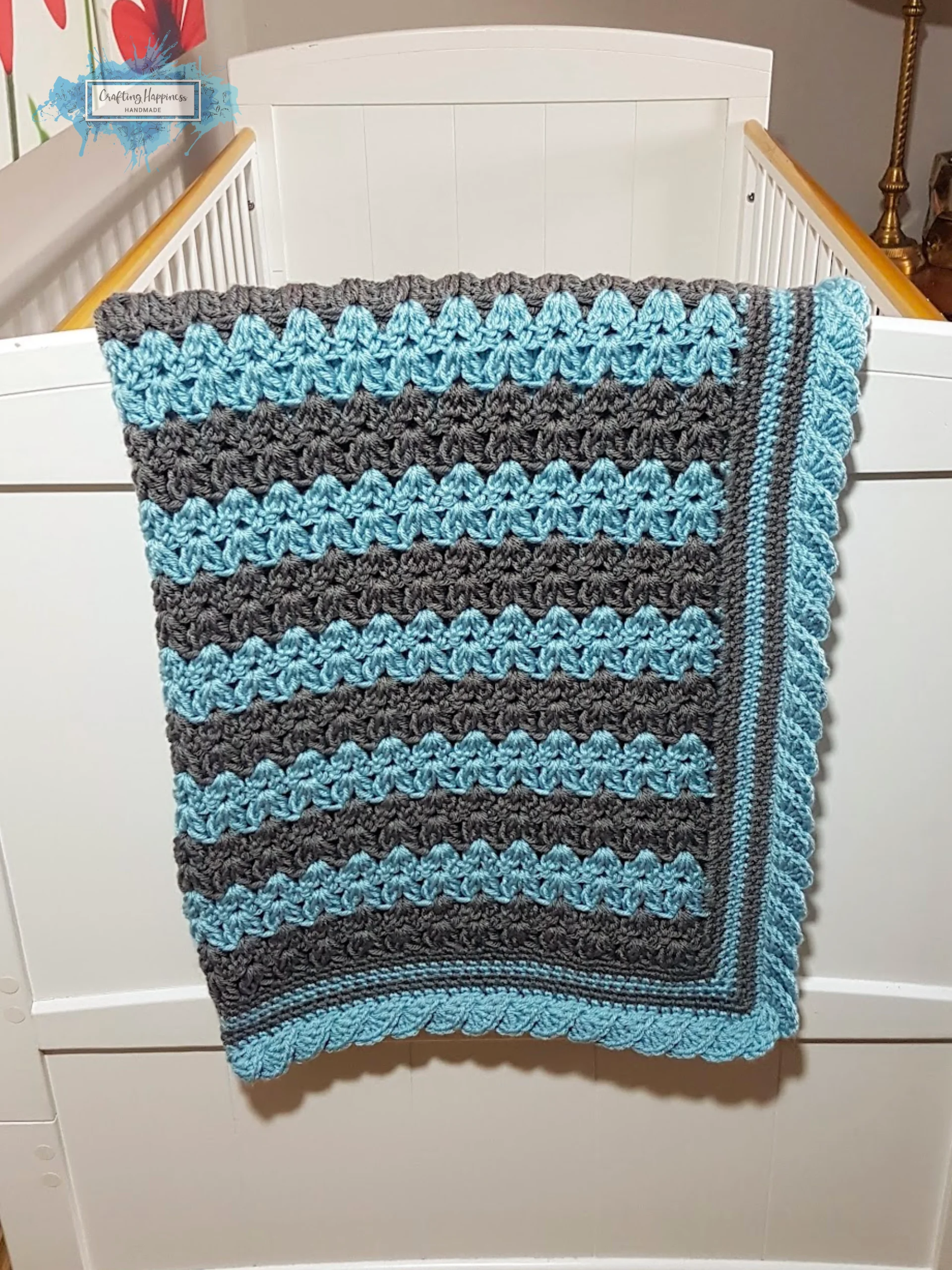 Stripes & Ruffles Baby Blanket Crochet Pattern By Crafting Happiness product image (5)