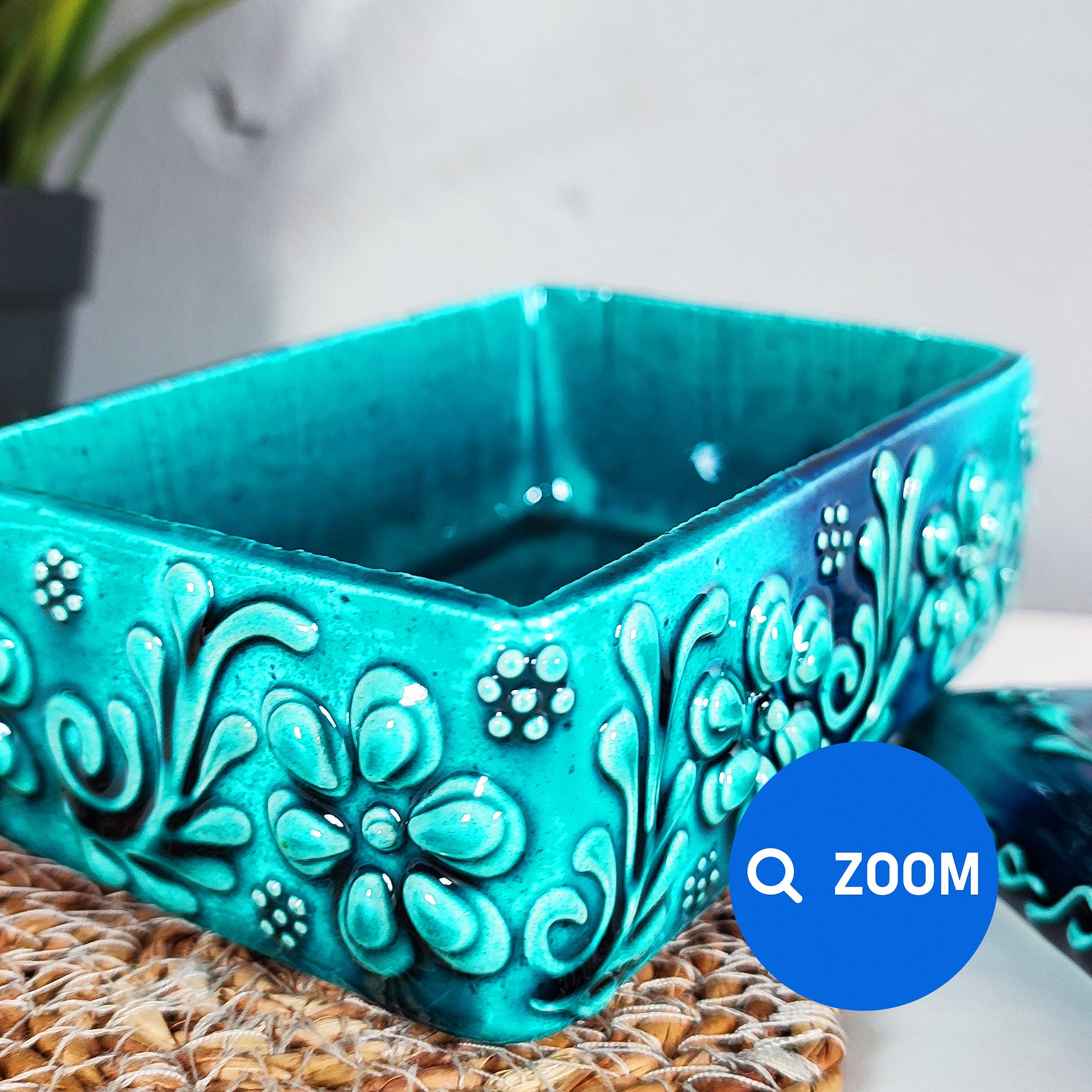 Ceramic jewelry box, turquoise/green/emerald — handmade pottery product image (7)