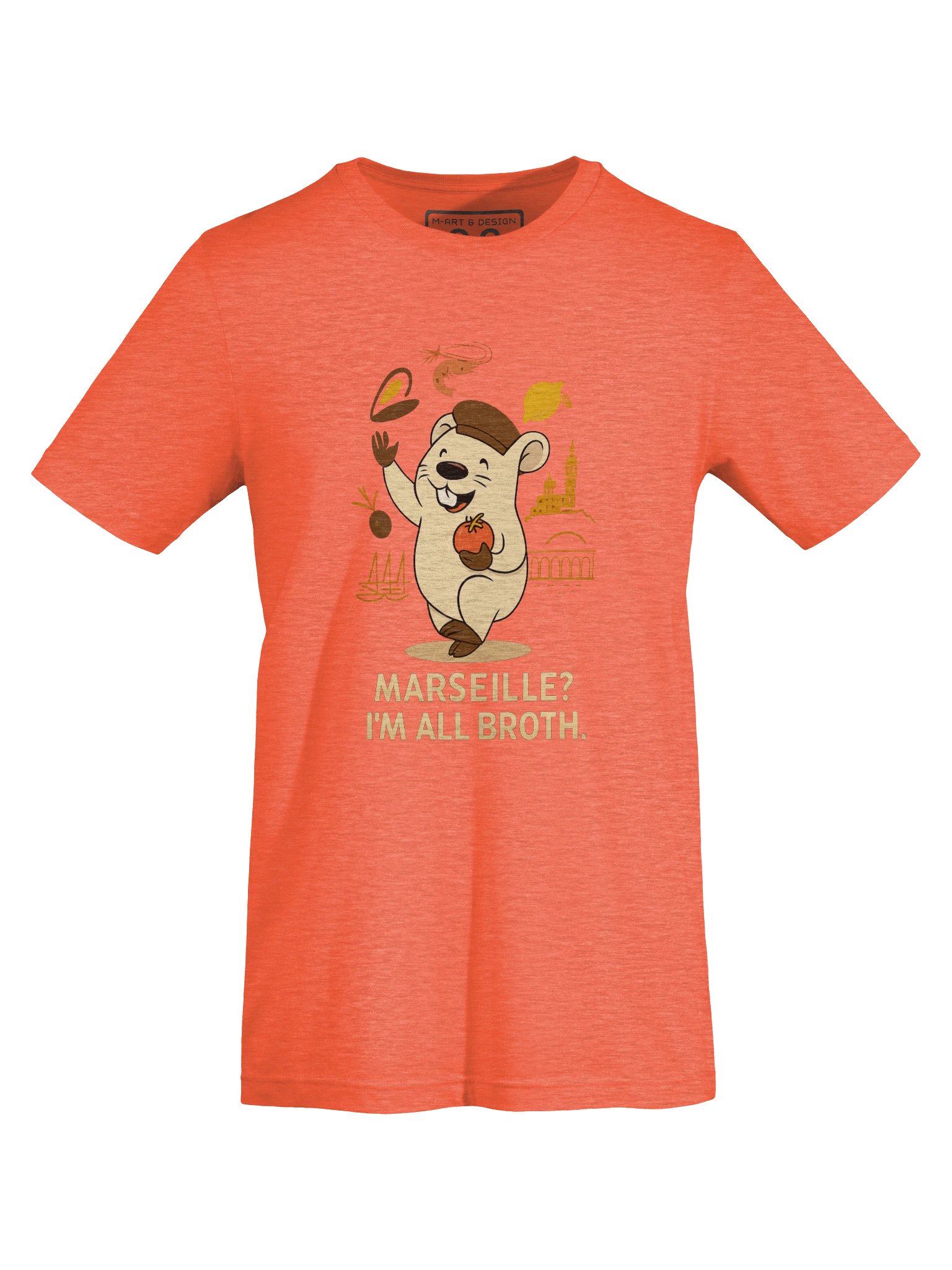 Funny Marseille Food Pun Shirt – Cute Beaver France Tee with Seafood Icons – “I’m All Broth” | art.4uand.me product image (7)