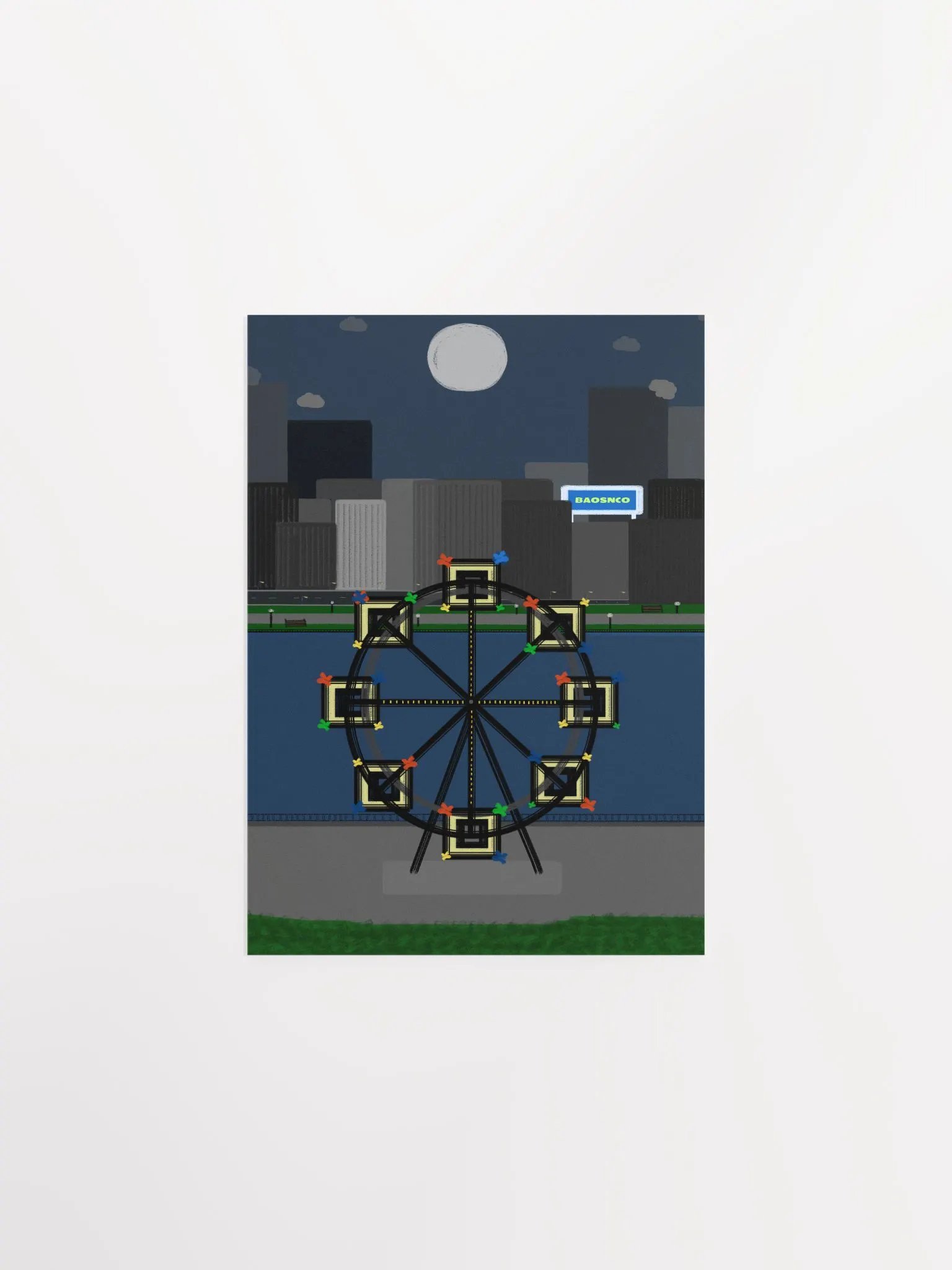 Moonlight Wheel Cityscape Poster product image (1)