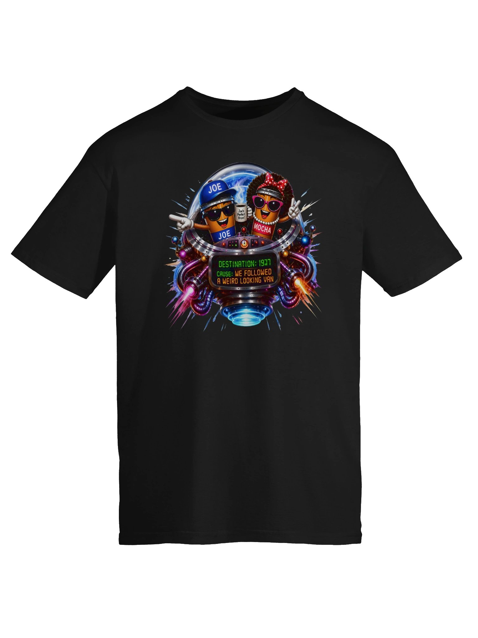 1977 🚀 JOE & MOCHA'S TIME TRAVEL ADVENTURES™ Fueled by Coffee. Powered by Bad Decisions. product image (5)