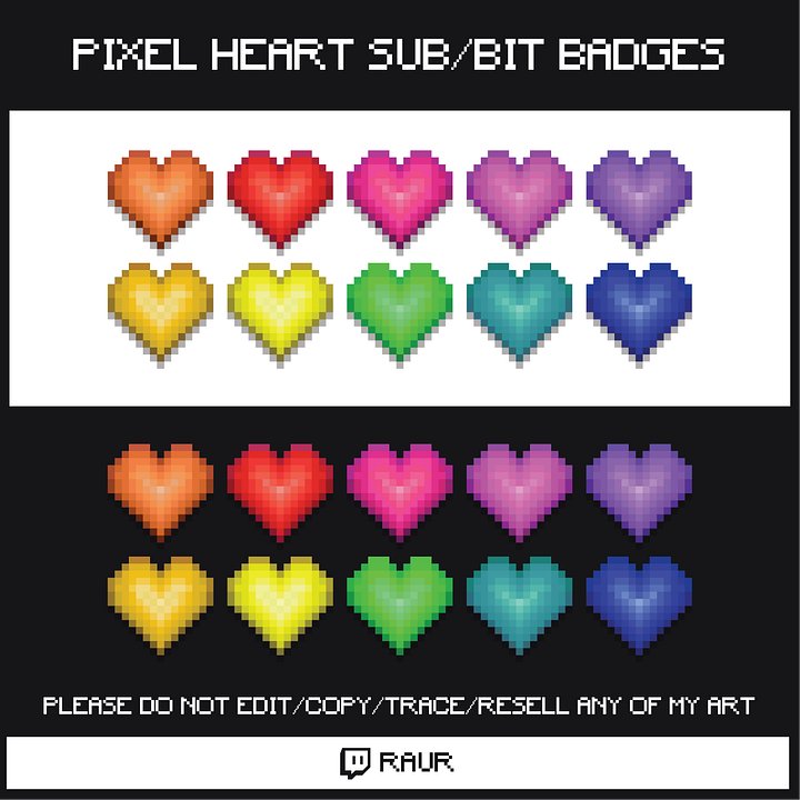 Twitch Pixel Hearts - Sub/Bit Badges product image (1)