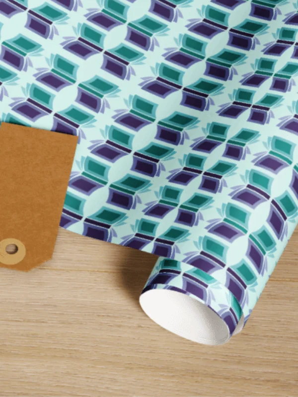 Bookish Wrapping Paper (Light Teal Background) product image (1)