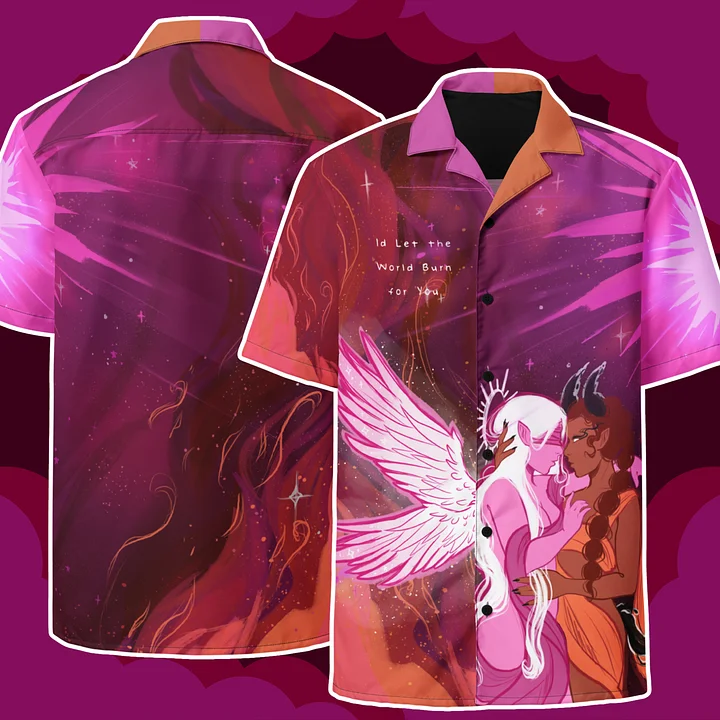 Lesbian Subtle Pride Angel x Devil Button Up Shirt product image (2)