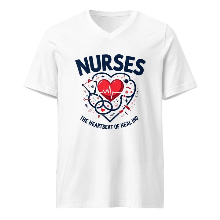 Heartbeat, Healing, stethoscope, nurses V-Neck Tee product image (1)