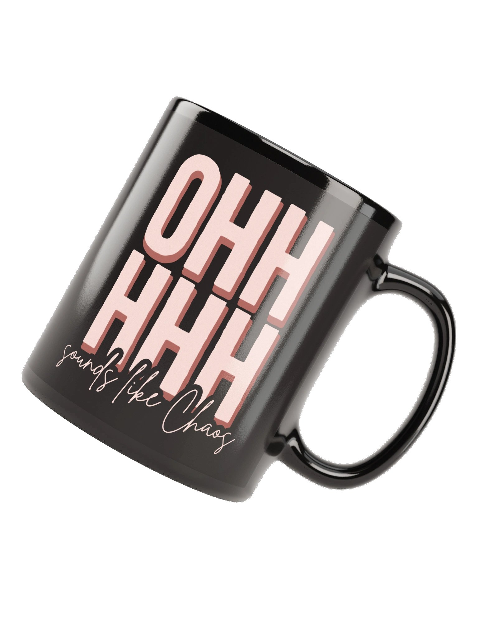 Ohhhhh Sounds Like Chaos Black Mug (Pink) product image (6)