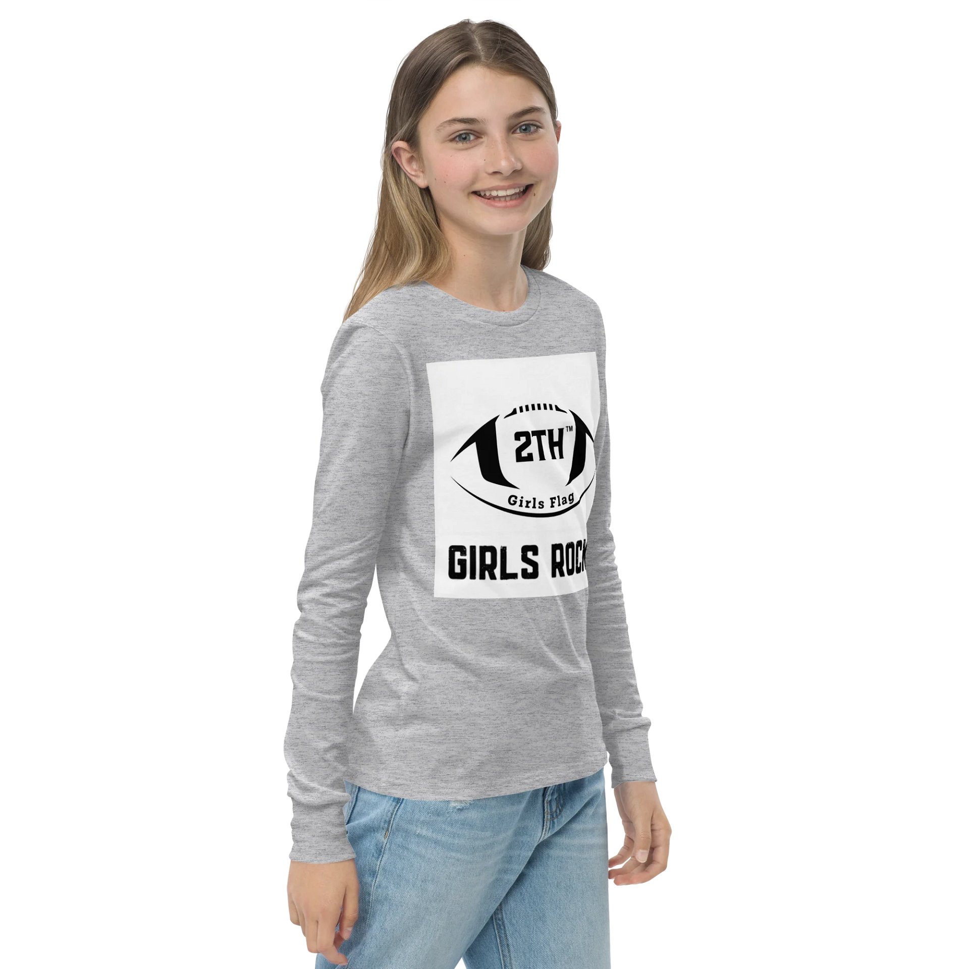 2TH Girls Rock! Youth Football Logo Long Sleeve Tee product image (4)