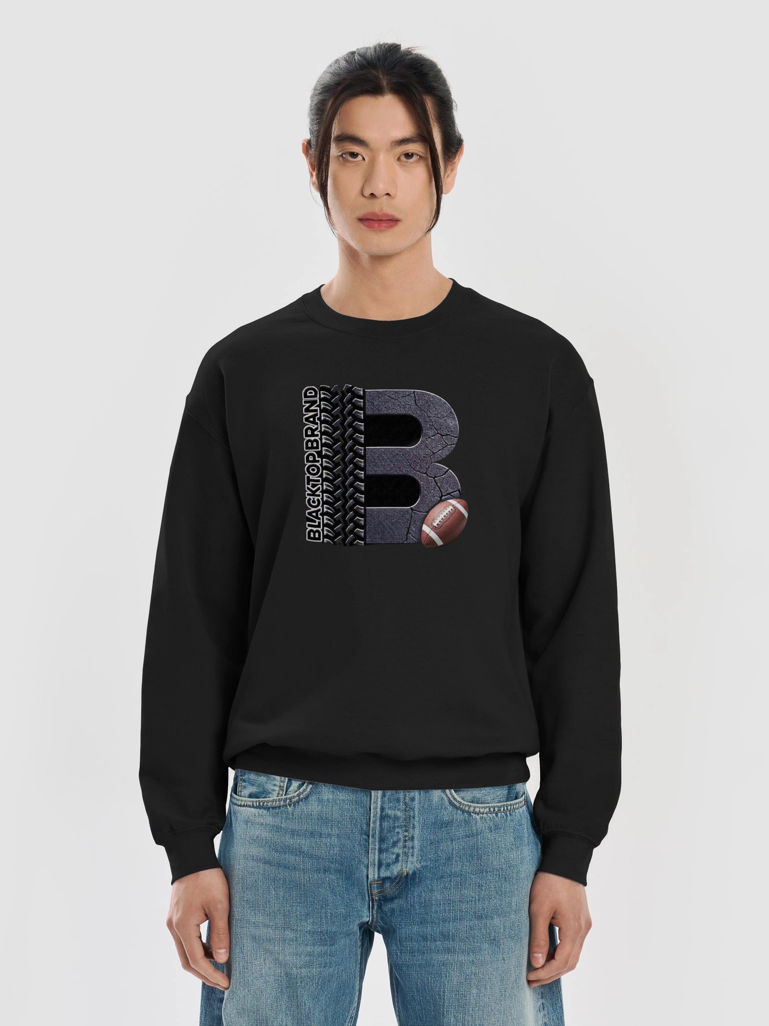 Blacktop Brand Football Logo Crewneck Sweatshirt product image (49)