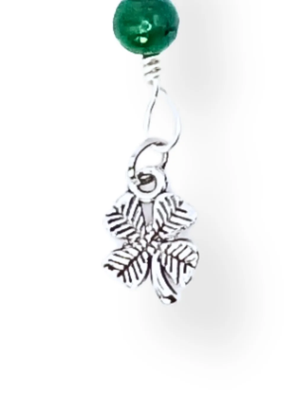 Lucky Clover Notebook Charm | Chrysocolla, Silver-Tone | Stitch Marker | Zipper Pull product image (2)