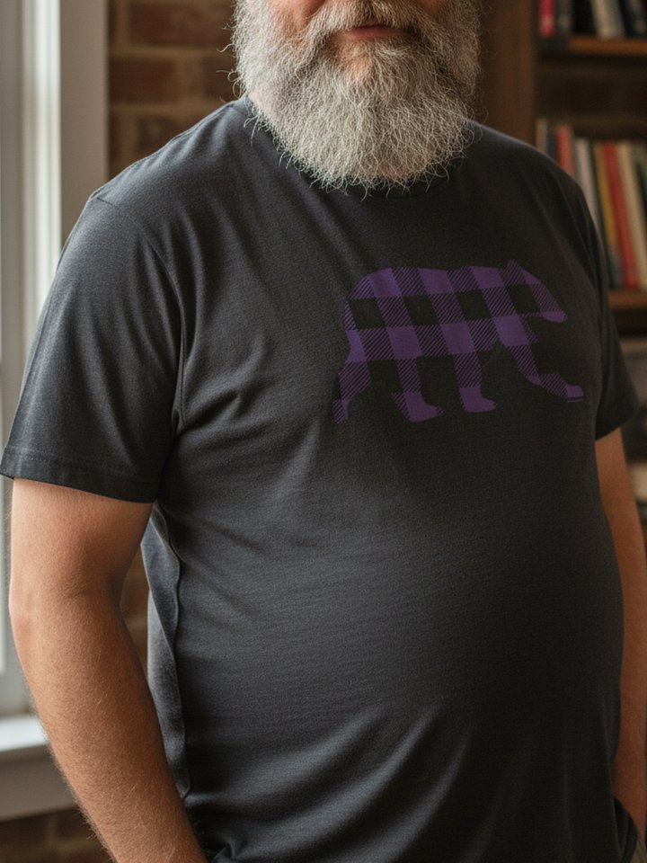 Purple Buffalo Check Bear T-Shirt product image (3)