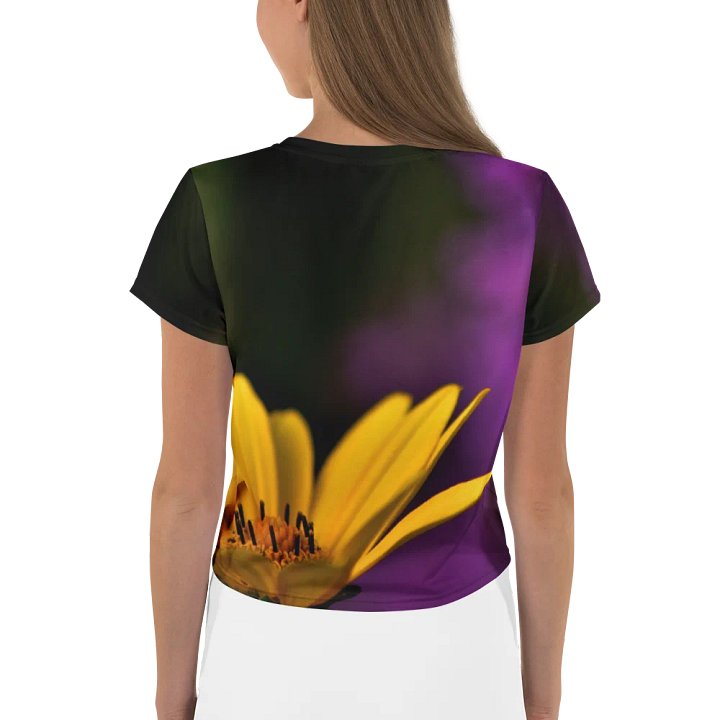 Crop top - Bright yellow blossom against a purple background product image (2)