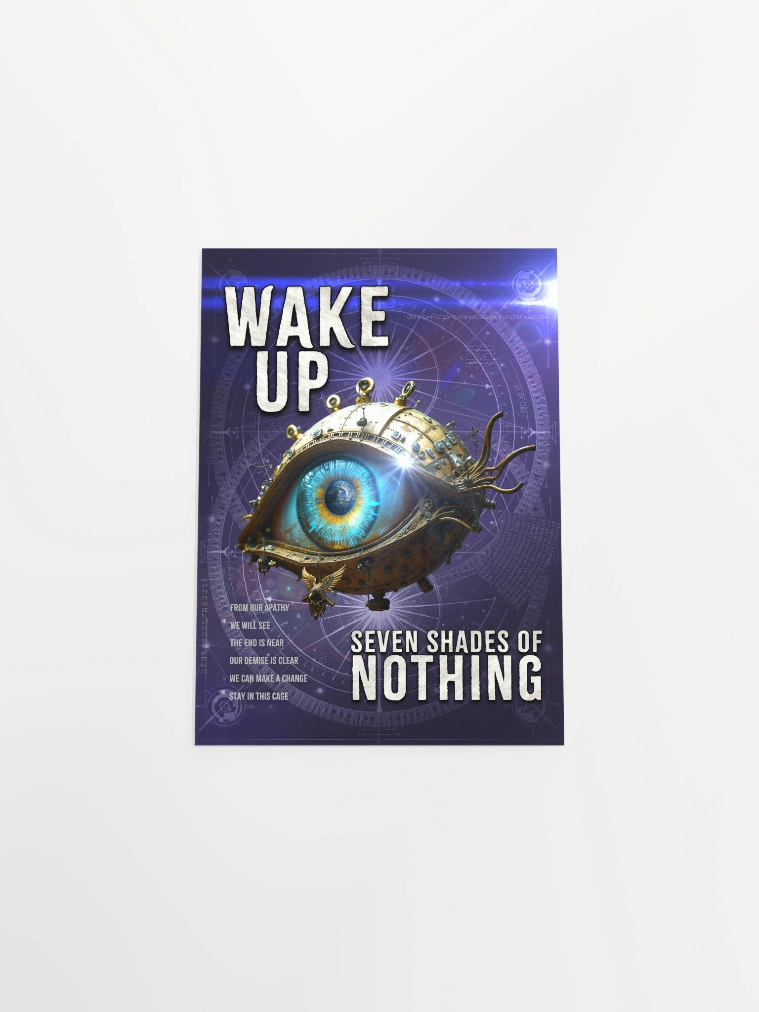 “Wake Up” lyric poster – cinematic vertical print from Seven Shades of Nothing – Framed High-Quality Matte Poster product image (4)