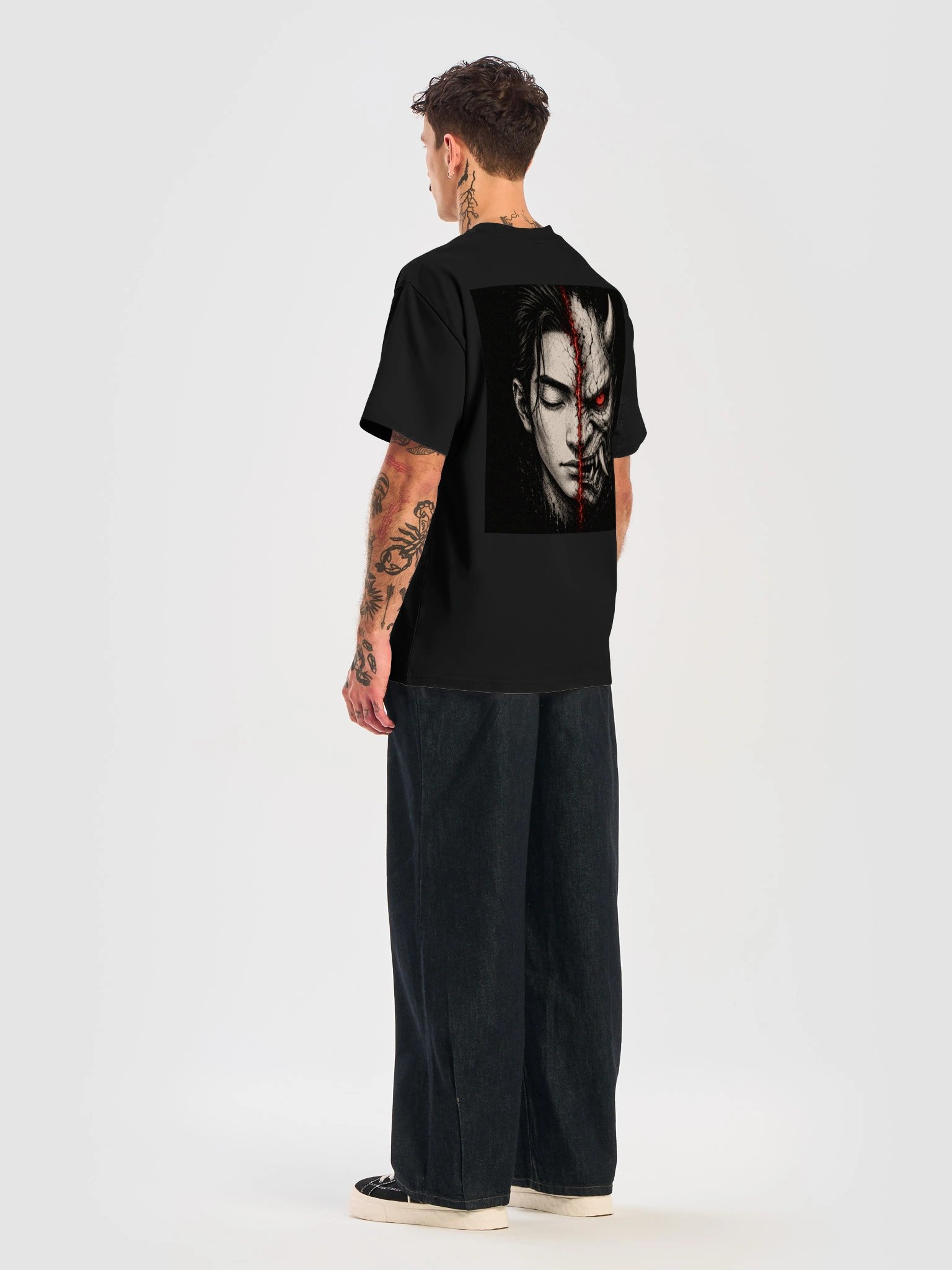 Inner Oni – Japanese Oni Mask Oversized Graphic T-Shirt | Dark Streetwear product image (8)