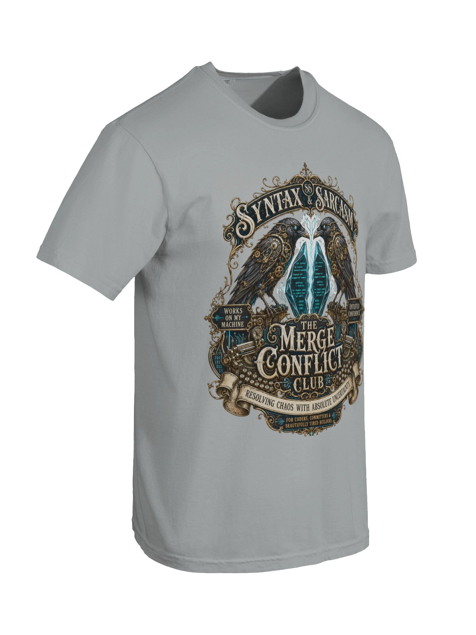 Syntax & Sarcasm Merge Conflict Club Heavyweight Coding T-Shirt product image (3)