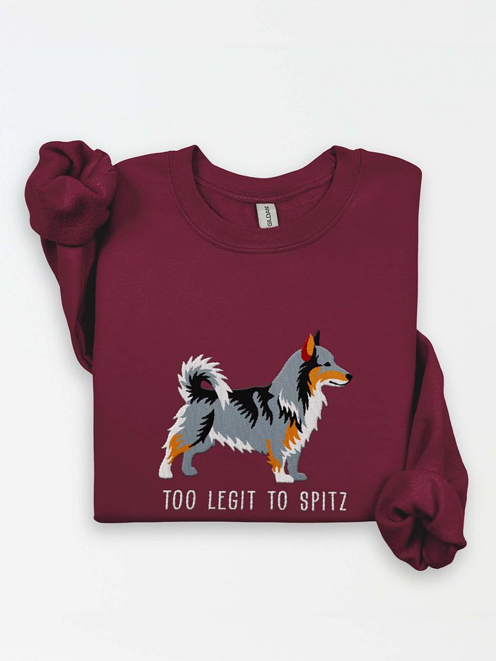 Too Legit to Spitz Sweatshirt (Embroidered) of a Swedish Vallhund(Brownish Gray) product image (1)