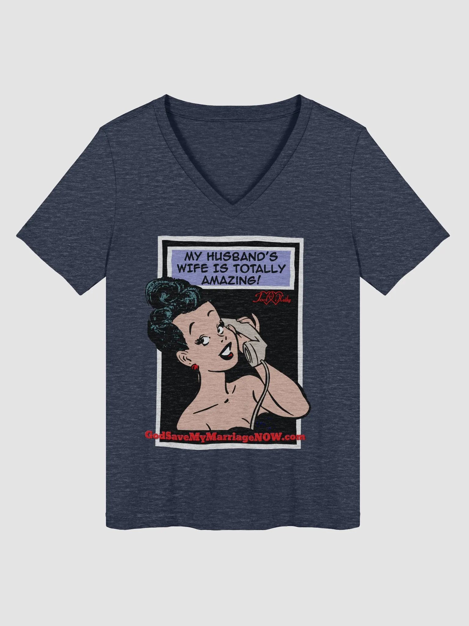 My Husband's Wife is Totally Amazing & A Happy Wife is a Happy Life V-Neck Tee product image (1)