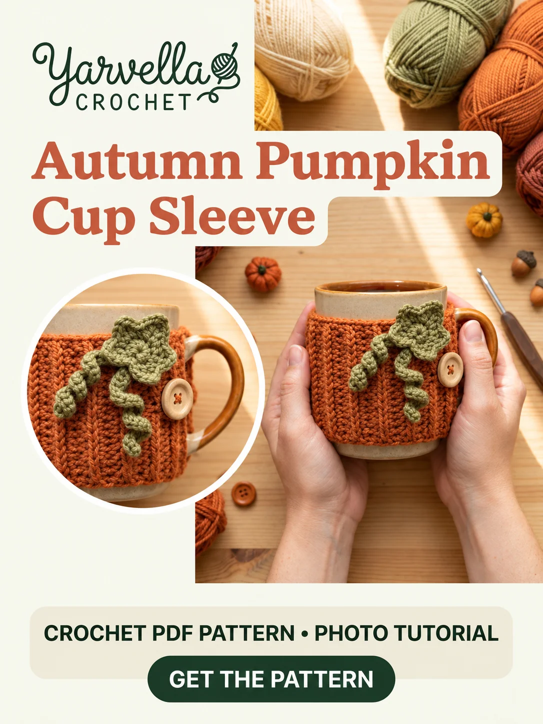 Pumpkin Mug Cozy Crochet Pattern PDF – Autumn Coffee Cup Sleeve product image (2)