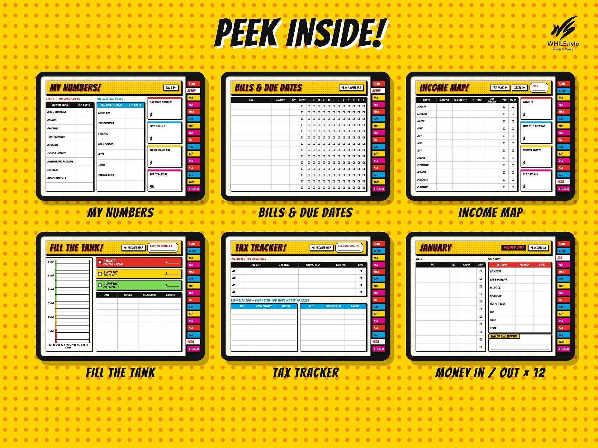 Freelancer Budget Planner for Irregular Income | Self-Employed Digital Budget + Google Sheets Spreadsheet | GoodNotes Pop Art product image (5)