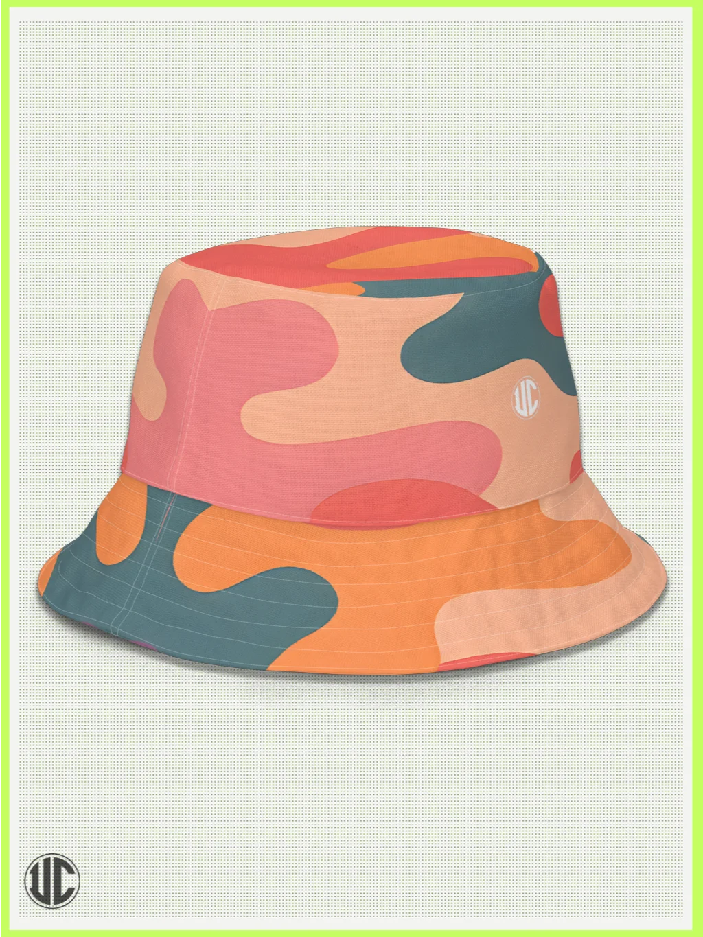 UnkoCon Dual-Side Bucket Hat – Digital Wave × Coral Camo product image (4)