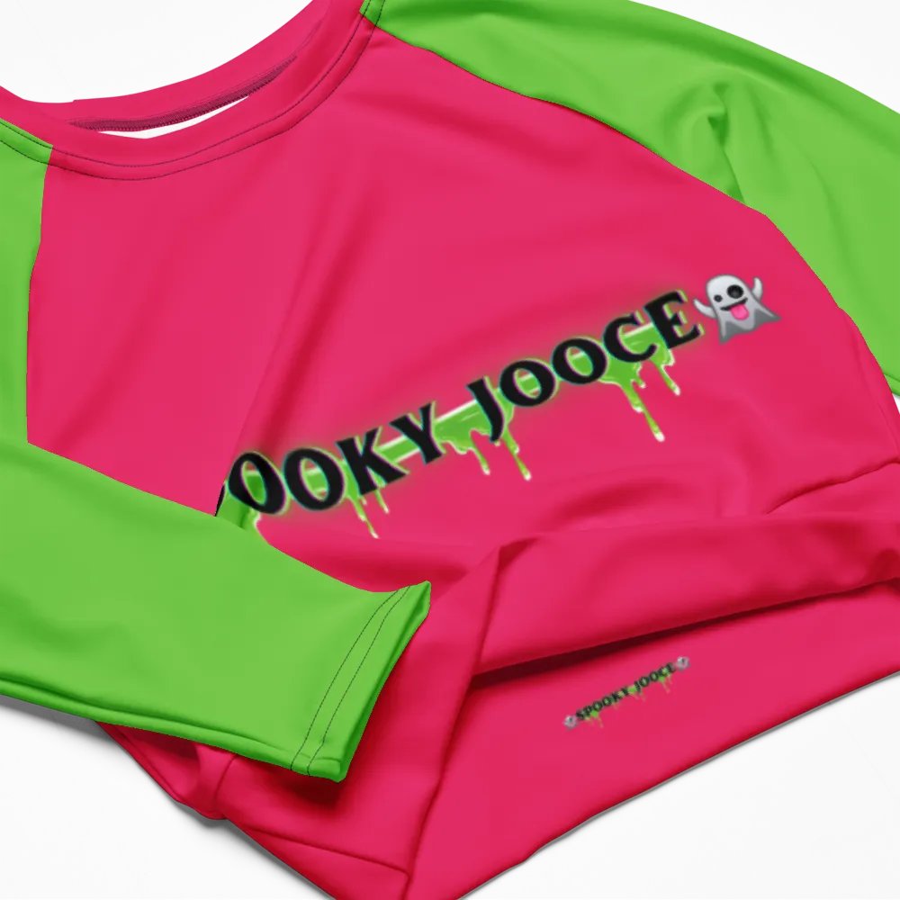 SPOOKY JOOCE Long Sleeve Crop Top - Hot Pink/Green product image (3)