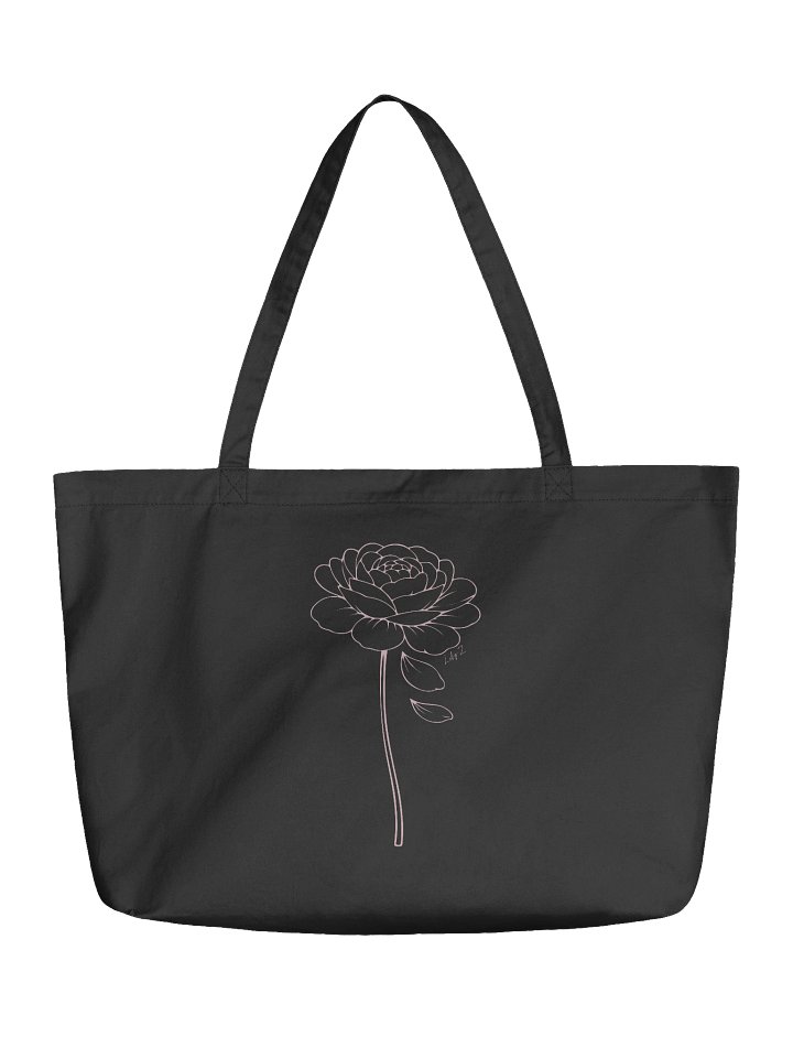 Rose "love hard" Organic Cotton Tote Bag - Black product image (1)