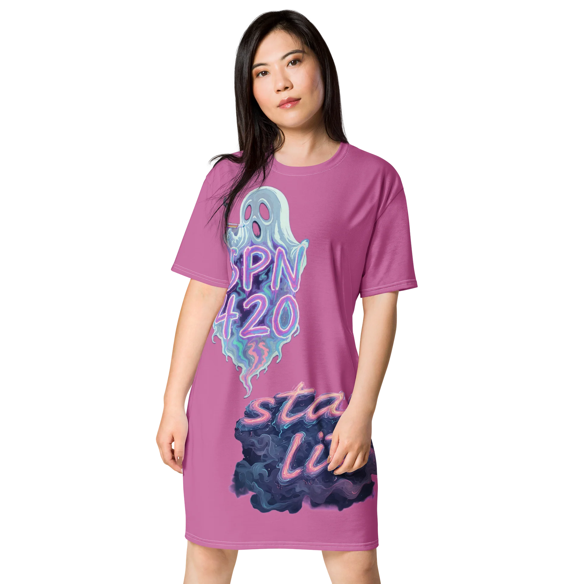 Ghostly Vibes All-Over T-Shirt Dress product image (1)