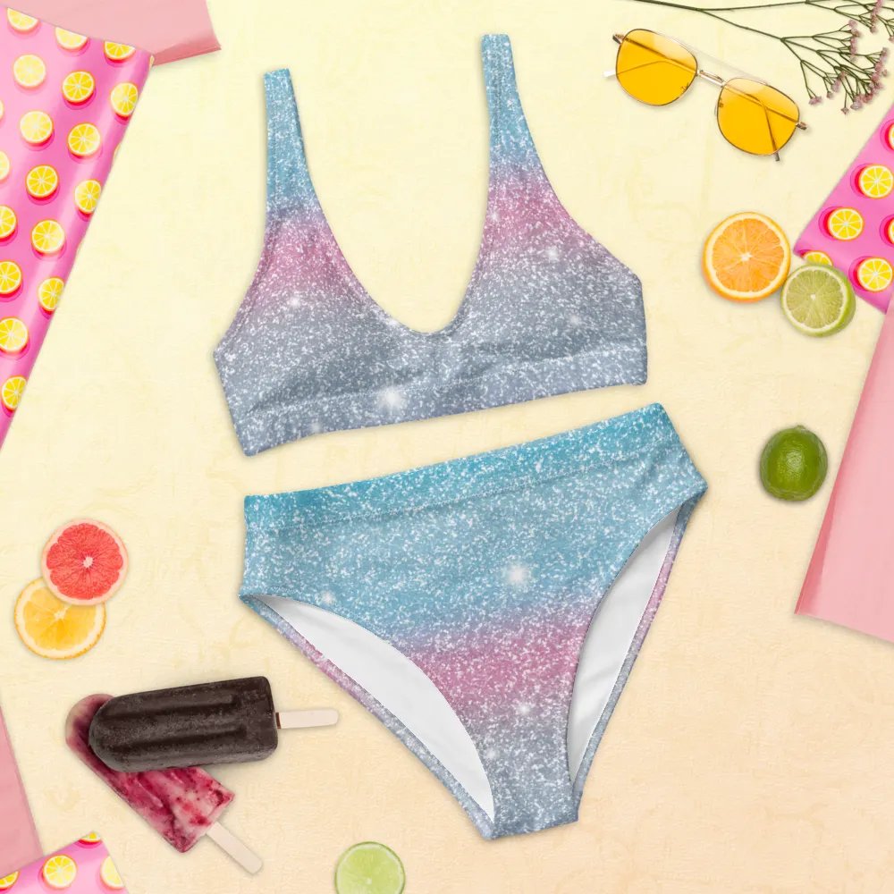 Glitter Unicorn Texture Design High Waisted Bikini (4) product image (12)