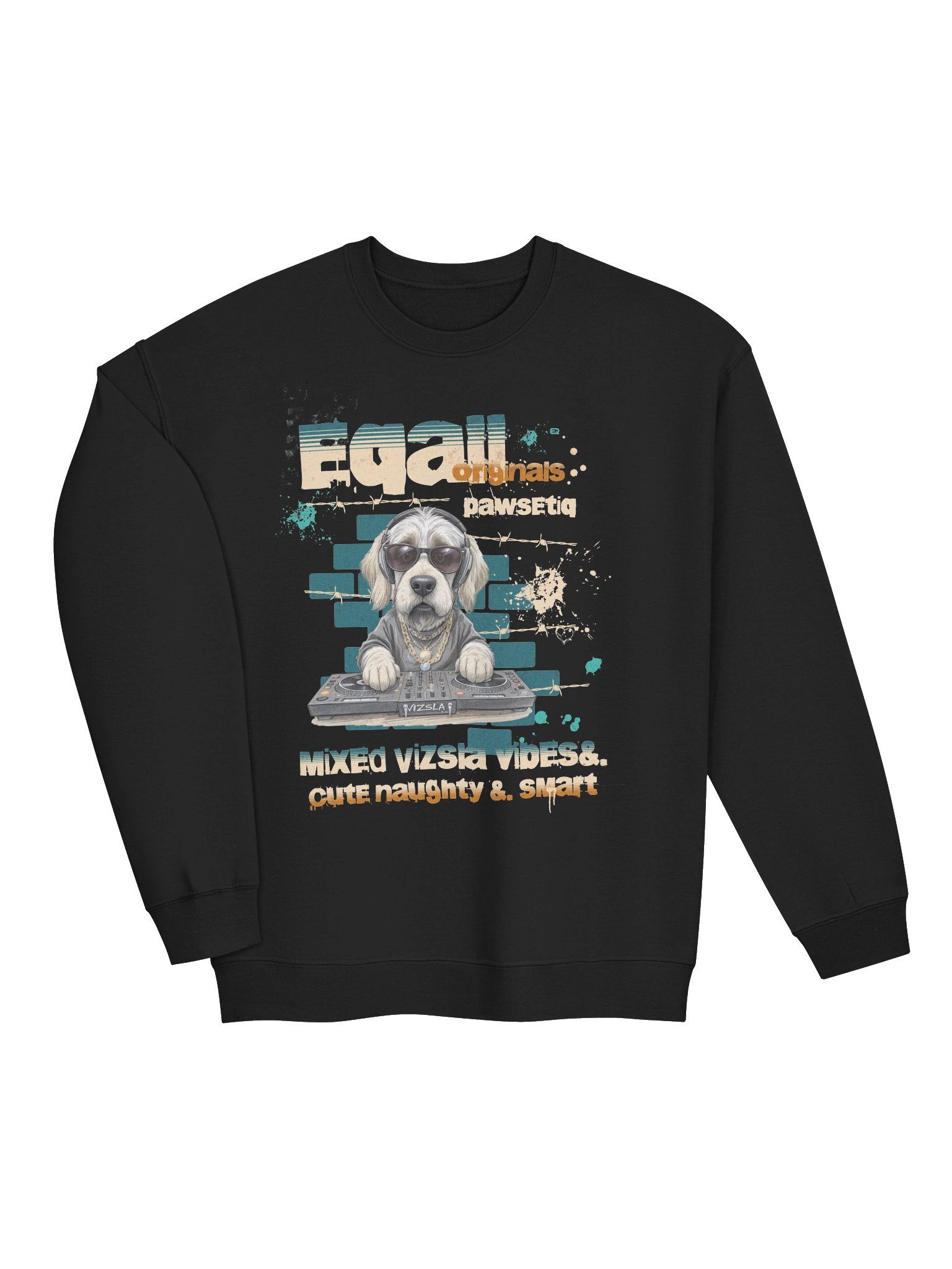 Urban DJ Dog VIZSLATIQ Vibes Mid-weight PAWSETIQ Crewneck by EQALL® Originals_Mustard_Beige product image (3)