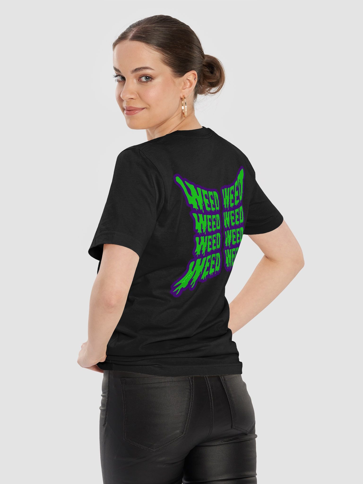 Weed Butterfly Black T-Shirt, Stoner Style 420 Tee, Cannabis Clothing product image (2)