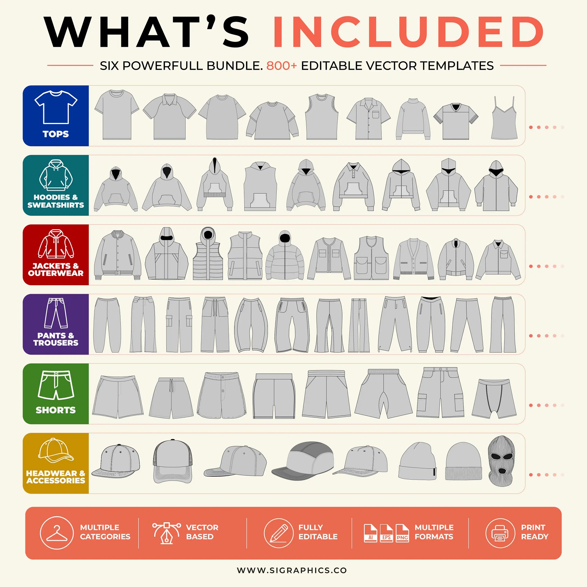 Complete Vector Mockup Library – 800+ Clothing Mockup Templates product image (3)