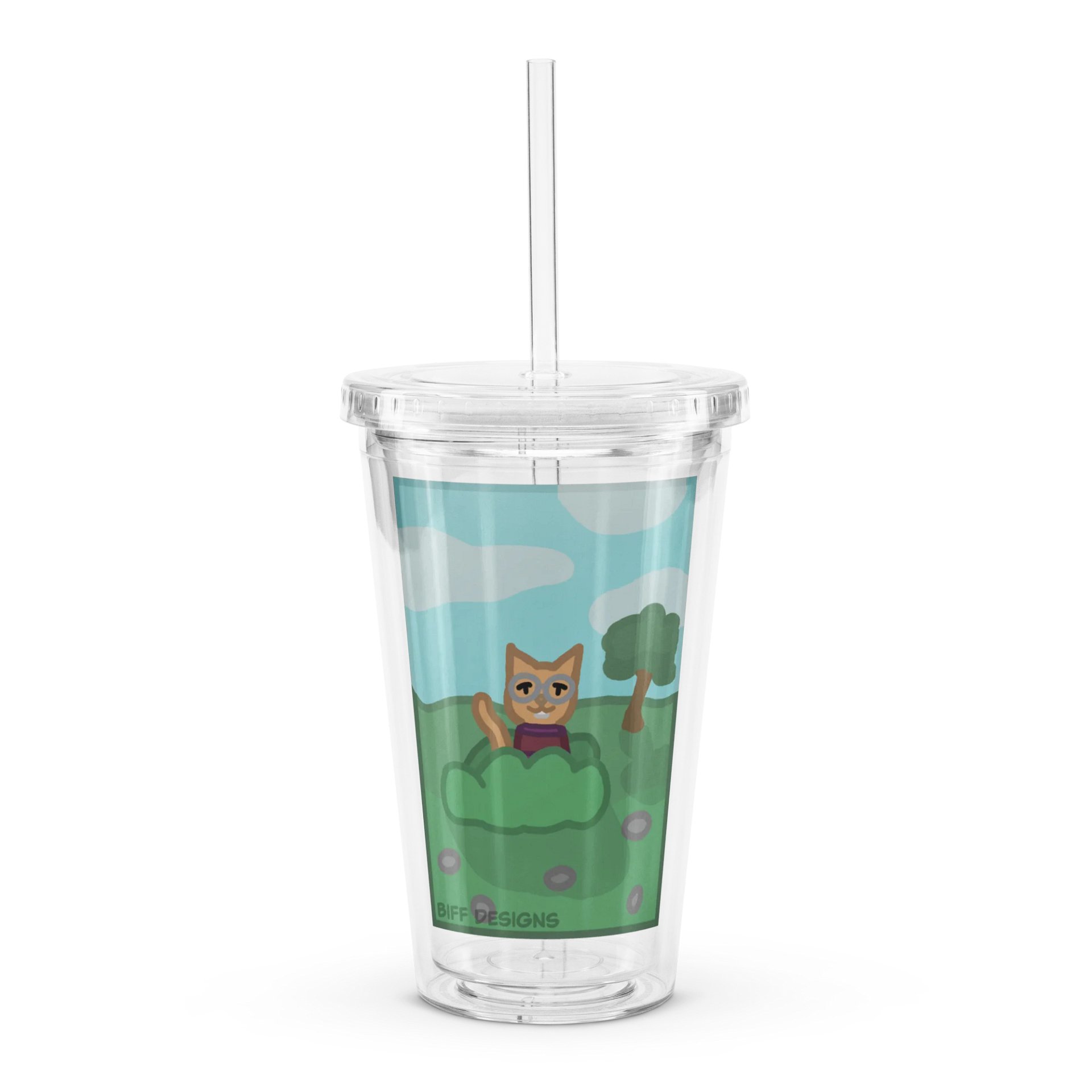 Nerdy Cat Plastic Tumbler product image (1)