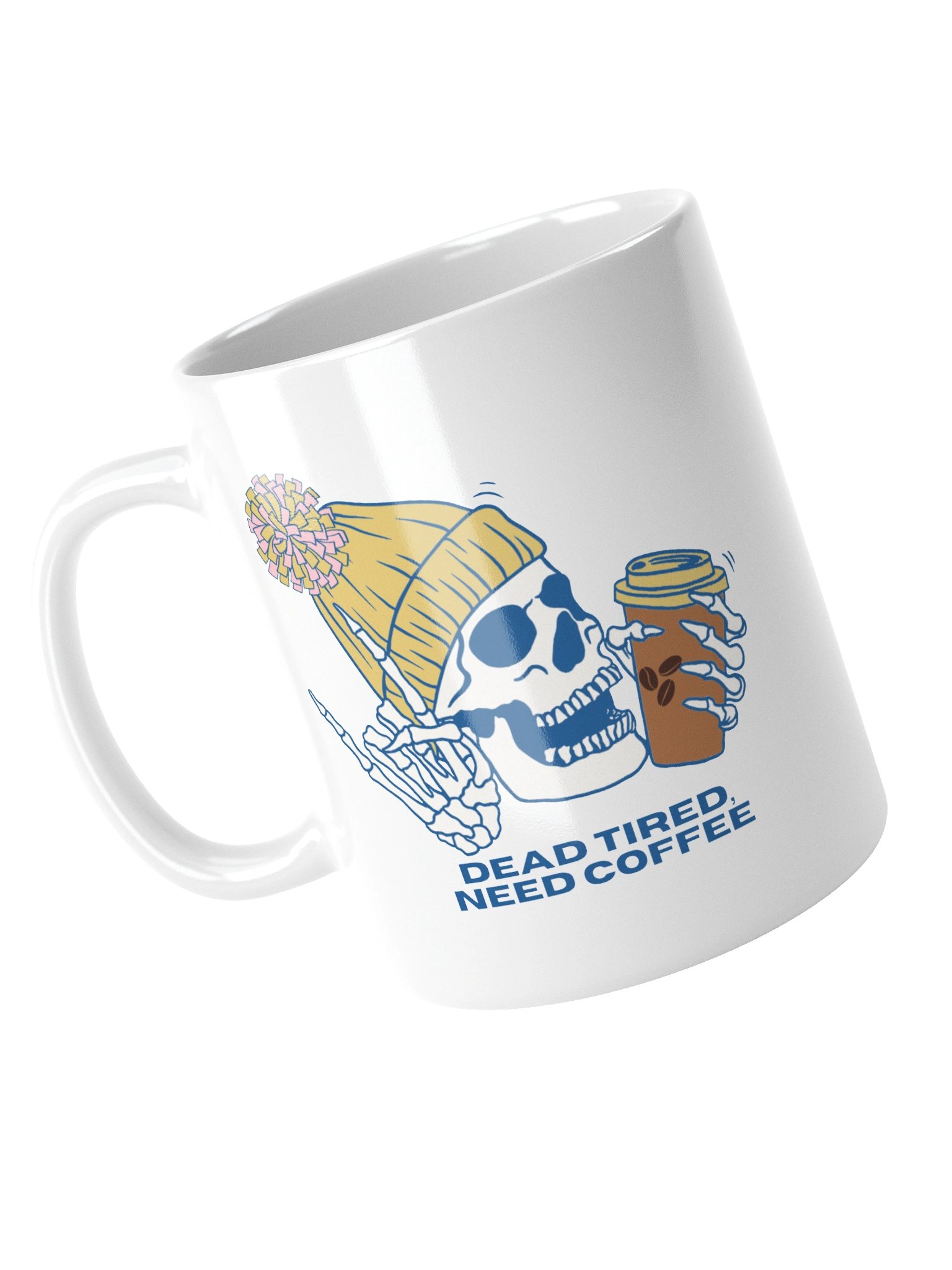 Golden “Dead Tired, Need Coffee.” Skeleton Ceramic Mug product image (10)