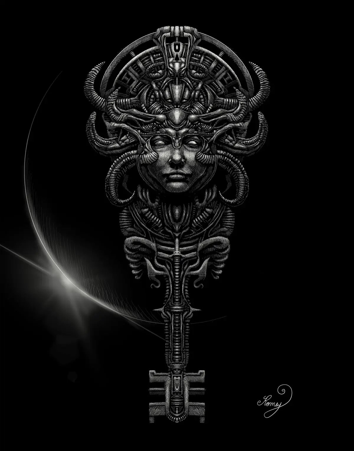 NEW WORK!  My original 11x14 digital crosshatching drawing!  Had a crosshatch itch to scratch, and here’s the result!  #art #crosshatching #crosshatch #drawing #surrealart #psychedelic #tattooart #fantasyart #comicart #psychedelicart #digitalart 