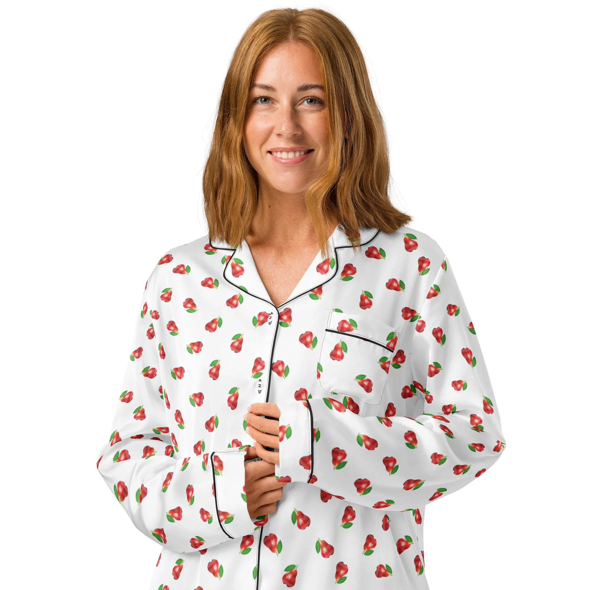 CaribbeanApples Otaheite Fruit Print | Women's Long Sleeve Pajama Top product image (3)