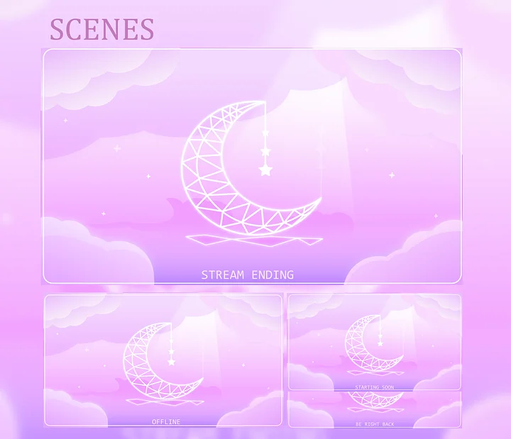 Pink Celestial Vtuber Stream Overlay Animated product image (2)