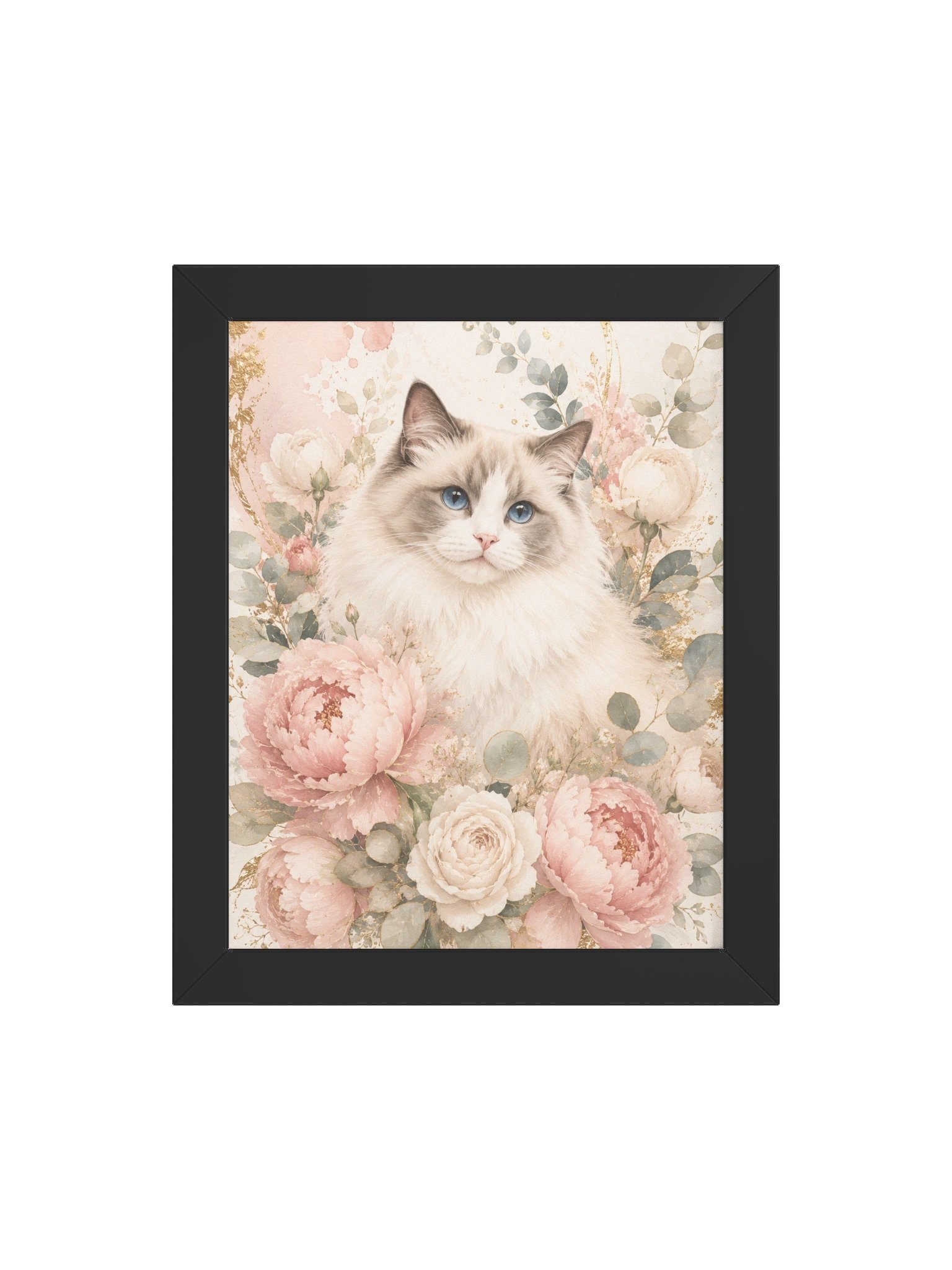 Pastel Blue-Eyed Cat Floral Framed Poster product image (4)