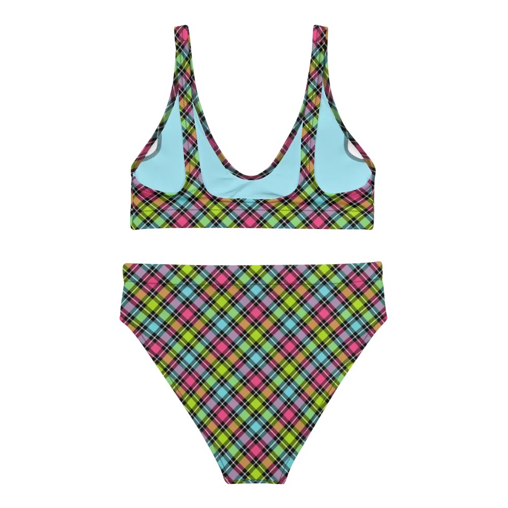 Neon Checkered Plaid Bikini product image (4)