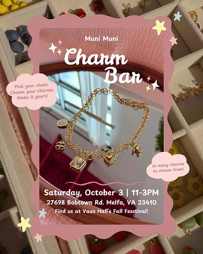 Charm Bar is coming to @vauxhallfarmmarket.va! 💗

Come hang out with us this Saturday and make something that’s so you! ♡ Pic...