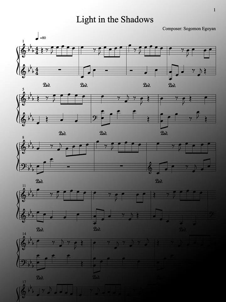 Light in the Shadows by Sogomon Egoyan - Piano Sheet Music product image (1)